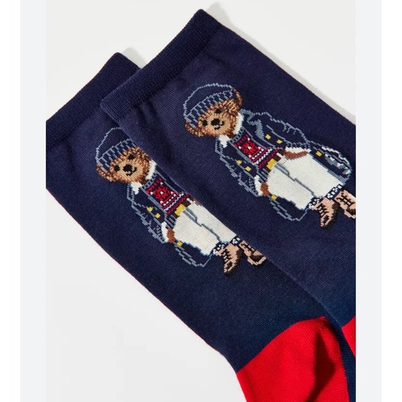 Polo Ralph Lauren Accessories - Polo Ralph Lauren Womens Size 9-11‎ Polo Bear Crew Socks Navy Red Winter NWT
